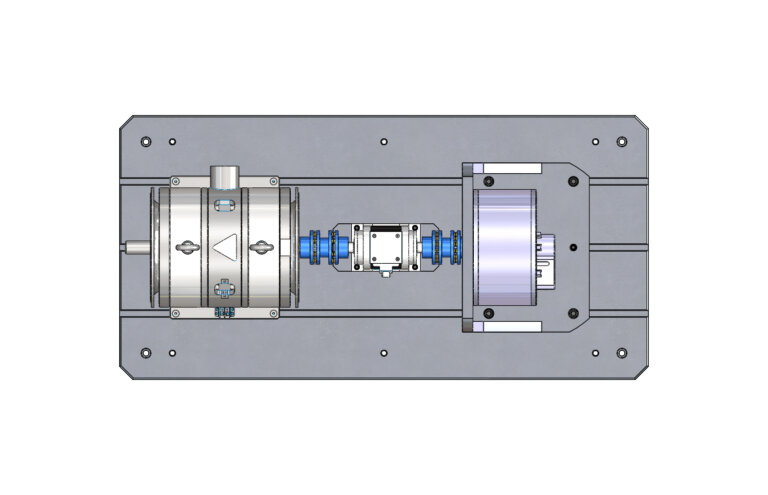 Motor test fikstürü montajının üstten görünümü